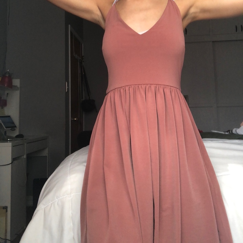 Muave v neck dress